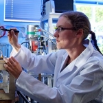 Researcher working in a lab.